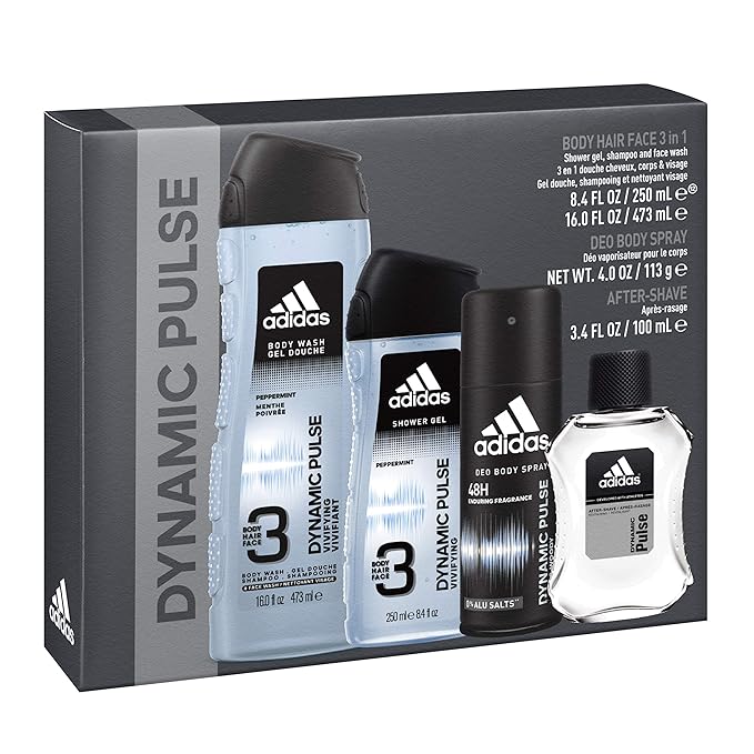 Adidas Dynamic Pulse Men's 4 Piece Gift Set Total Retail Value $18.00