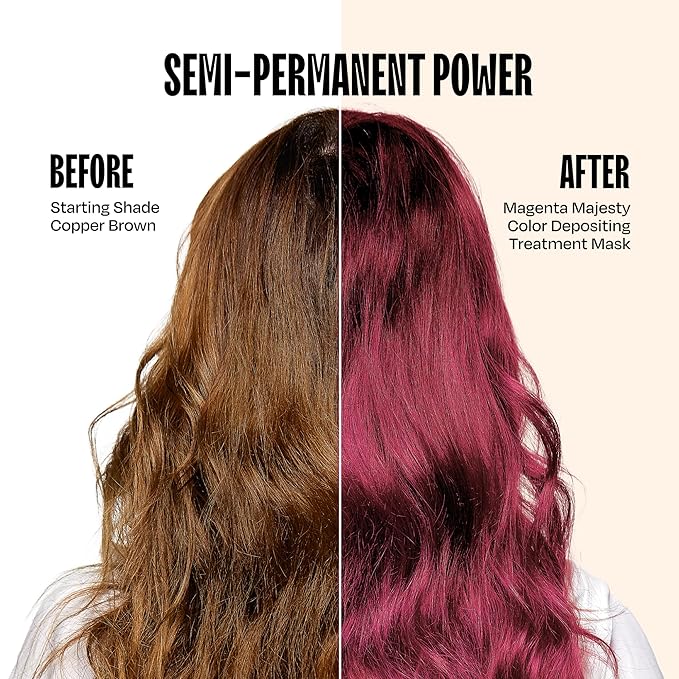 oVertone Color Depositing Conditioner - 8 oz Semi Permanent Hair Color with Shea Butter &amp Coconut Oil - Vegan Cruelty-Free - Extreme Magenta
