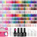 Beetles 100 Colors Gel Nail Polish Set 119 PCS Nail Polish Kit All Season Cat Eye Pink Blue Jelly Glitter Pearl Gel Polish &amp 5Pcs Base Top Coat Soak off UV Manicure Nail Art Home Gifts for Women