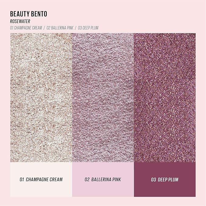Kaja Beauty Bento Collection - Bouncy Eyeshadow Trio | Plum Rosy Tones Travel Size 01 Rosewater 2019 Allure Best of Beauty Award 0.03 Oz