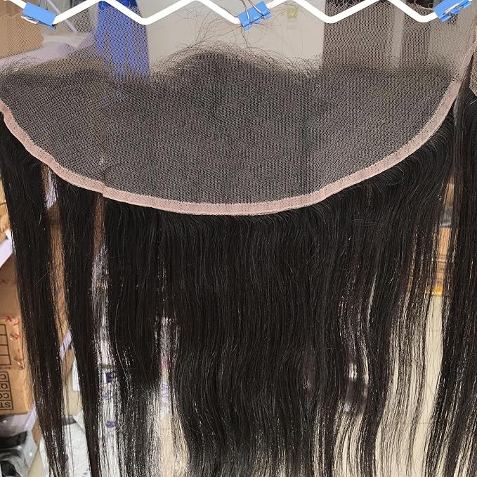 13x4 Long Deep Parting HD Swiss Lace Melt Skin Lace Closure Raw Hair Materials Straight Style Much Fuller with Natural Hair Line Human Hair Natural Black Color (HD 13x4 lace frontal 14inch)