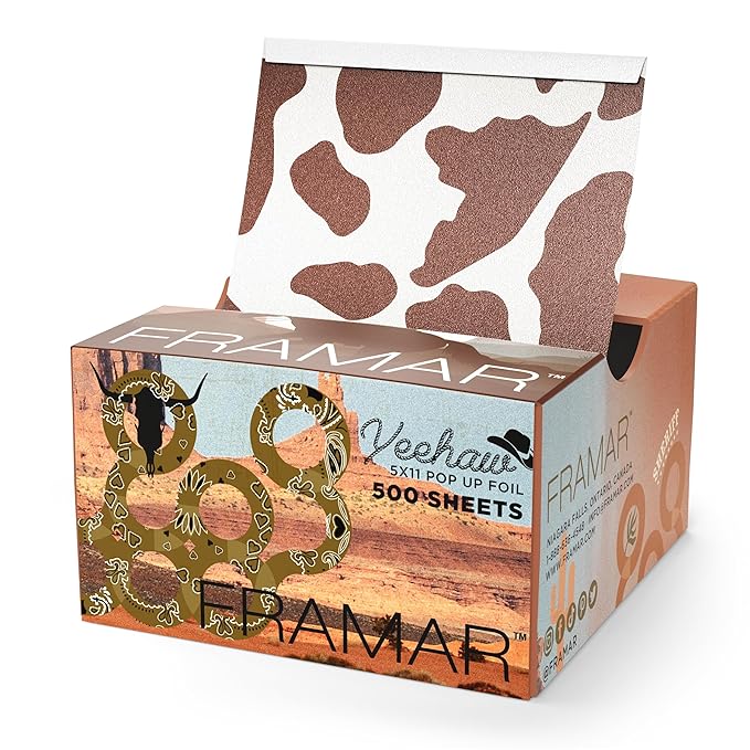 FRAMAR Yeehaw Hair Foils For Highlighting - Pop Up Hair Foil For Hair Highlighting Highlight Foils For Hair Aluminum Foil Sheets Salon Foils For Hair Stylist Non Slip 500 Pop Up Foil Sheets