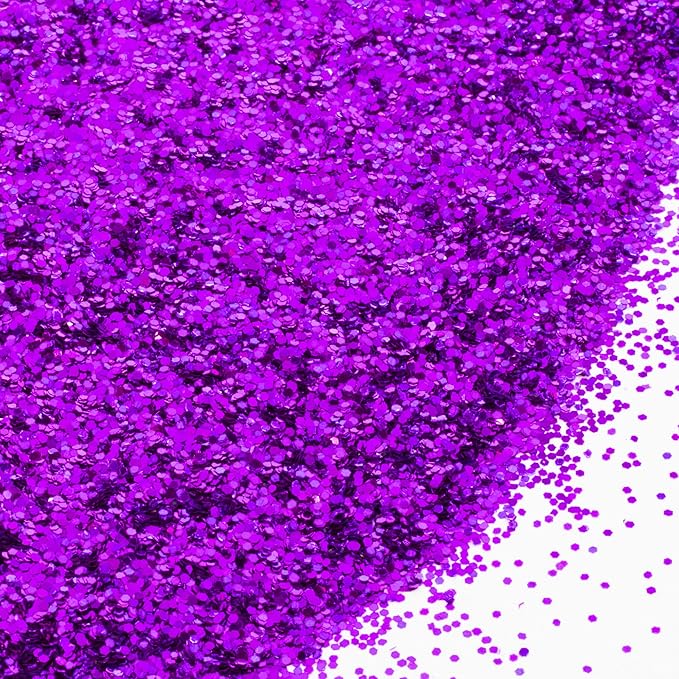 BAZIC Products Glitter Shaker 1 LB Purple Color Sparkling Powder in Large Jar for Slime Paints Crafts Nail Art Polish Skin Halloween Party 1-Pack