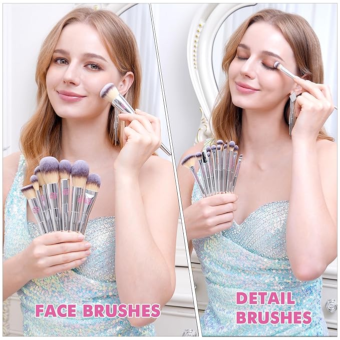 Bueart Design Christmas Gift 26Pcs Pro Makeup Brushes Set with Ultra Soft Dense HairPremium Quality Professional Make up Brushes For FoundationContourBlushPowder Makeup