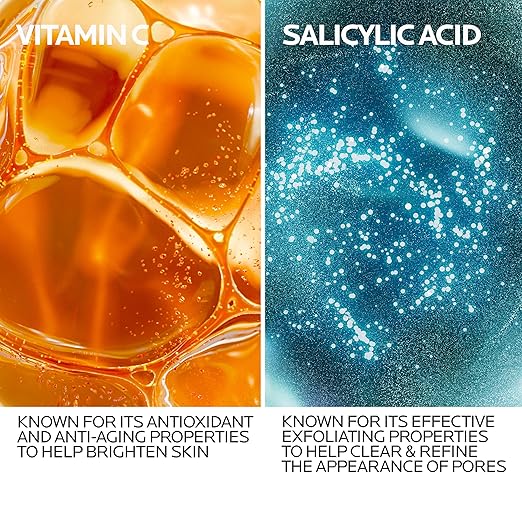 La Roche-Posay Pure 12% Vitamin C Serum For Face With Hyaluronic Acid &amp Salicylic Acid Hydrating Face Serum Boost Radiance &amp Reduce Wrinkles 2 Formulas for Normal or Oily Skin Control
