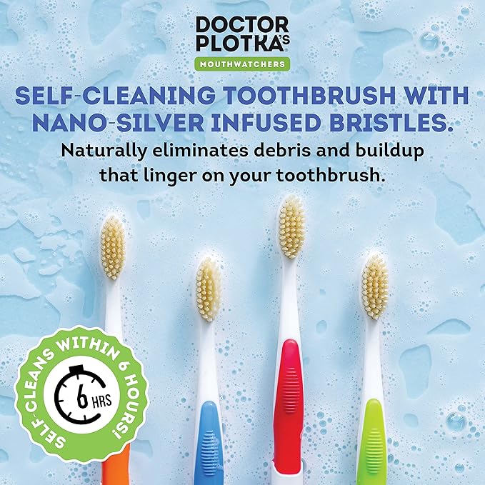 MOUTHWATCHERS Soft Flossing Toothbrushes for Adults Value 6 Pack Ultra Clean Manual Toothbrush Set for Sensitive Teeth &amp Gums by Dr. Plotka Assorted Colors