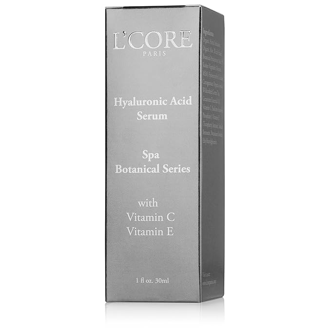 L'Core Paris Hyaluronic Acid Serum with Vitamin C &amp E - Absorbs Quickly for Maximum Skin Hydrating &amp Moisturizing Fights Acne Deep Wrinkles Redness Tightens Loose Skins - 30ml/1oz