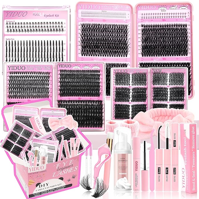Lashes Clusters Kit 1846Pcs Bulk Packs Volume False Eyelash Extensions D Curl Wispy Individual Eyelashes Volume Studio Effect Wholesale Large Pack with Glue&ampSeal|Tweezers|Removers|Cleanser