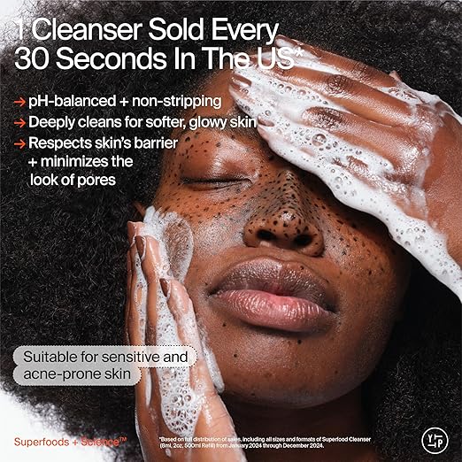 Youth To The People Superfood Facial Cleanser - Kale + Green Tea Daily Face Wash Gentle Makeup Remover with Soothing Antioxidants for Glowing Skin pH Balance Clean Pores Sulfate-free Refillable