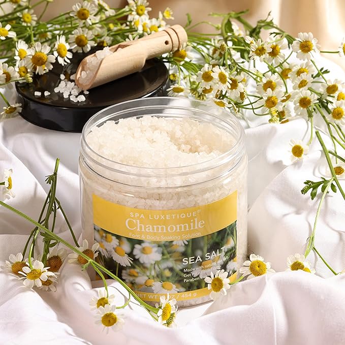 spa luxetique Bath Salts 8pcs Bath Salts Gift Set with Argan Oil Bath Bombs Wooden Scoop Epsom Salt for Soaking in Lavender Rose Chamomile Scent Mother's Day Gifts