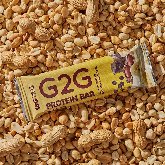 G2G Protein Bar Peanut Butter Banana Chocolate Healthy Snack Delicious Meal Replacement Gluten-Free Clean Ingredients Refrigerated for Freshness 24 Count (3 Packs of 8)