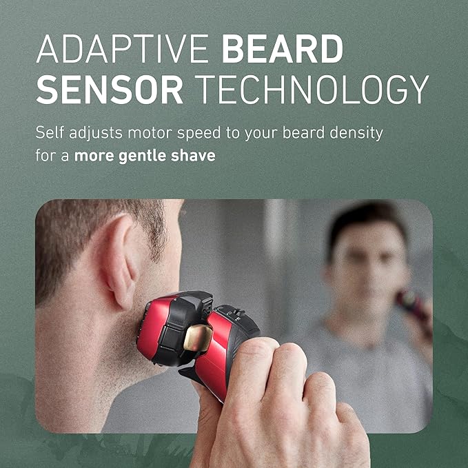 Panasonic ARC5 Electric Razor for Men with Pop-up Trimmer Wet Dry 5-Blade Electric Shaver with Intelligent Shave Sensor and 16D Flexible Pivoting Head - ES-ALV6HR (Red)