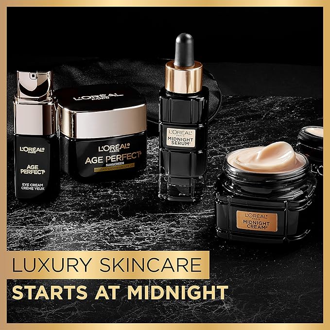 L'Oreal Paris Age Perfect Anti-Aging Midnight Face Serum Reduce Wrinkles 1oz + Eye Cream Sample