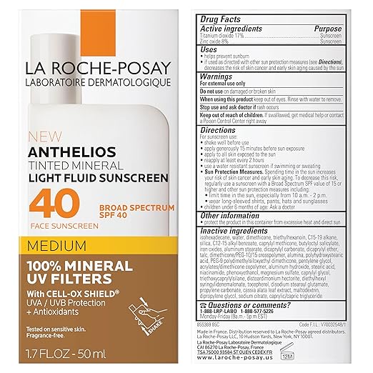 La Roche-Posay Anthelios Sunscreen SPF 50 Ultra-Light Fluid Broad Spectrum SPF 50 Face Sunscreen with Titanium Dioxide Mineral Lightweight &amp Fast-Absorbing Oil-Free Matte Finish