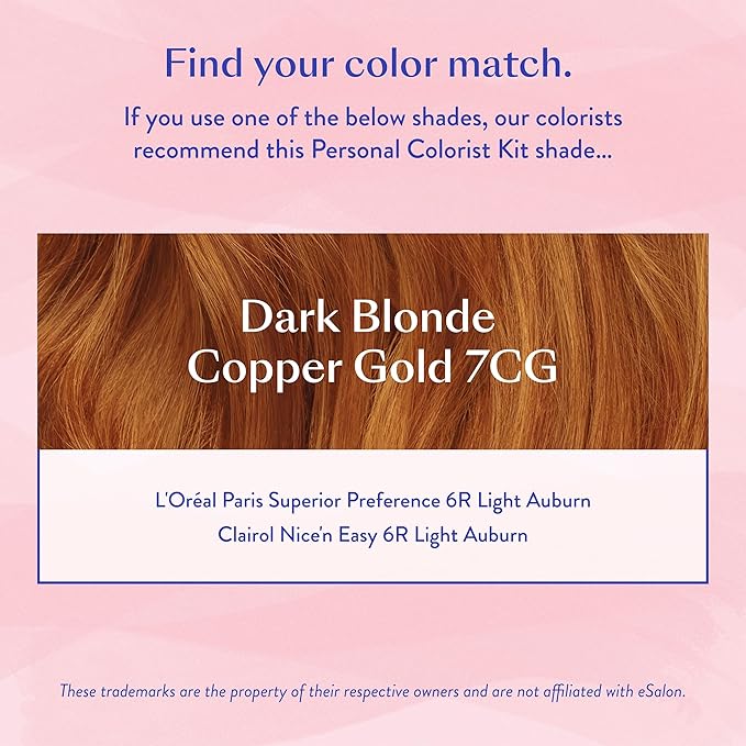 eSalon Permanent Hair Color &amp Hair Dye Complete Kit - Dark Blonde Copper Gold - Personal Colorist Kit for Up To 100% Gray Coverage for All Hair Types - Professional-Grade Ammonia-Free Hair Dye