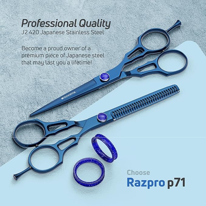 Suvorna Hair Cutting Scissors Professional with Thinning Shears for Hair | 2 Pcs Hair Shears | J2 Japanese Stainless Steel Professional Hair Scissors | 5.5 Hair Shear Professional.