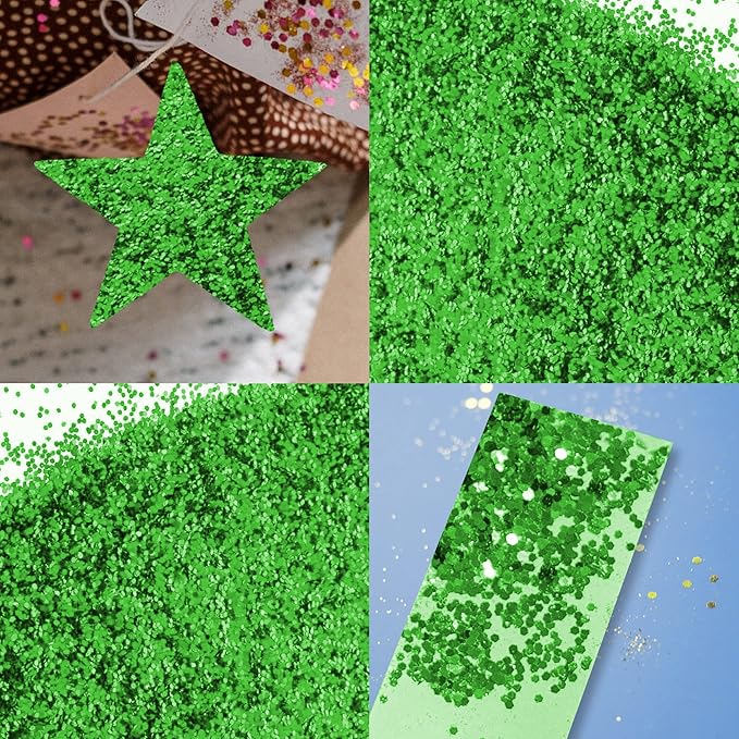 BAZIC Products Glitter Shaker 1 LB Green Color Sparkling Powder in Large Jar for Slime Paints Crafts Nail Art Polish Skin Halloween Party 1-Pack