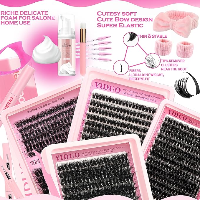 994Pcs Lashes Clusters Kit 60D/80D/100D Volume False Eyelash Extensions 10-20mm D Curl Wispy Individual Fake Eyelashes Kit Volume Studio Effect with Bond&ampSeal|Tweezers|Removers|Cleanser