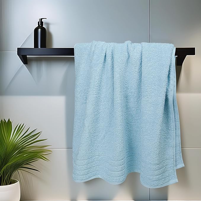 Tens Towels Pack of 4 Extra Large Bath Towels 30 x 60 Inches 100% Cotton Larger &amp Lighter Weight Quicker to Dry Super Soft and Absorbent Perfect for Bathroom Sky Blue