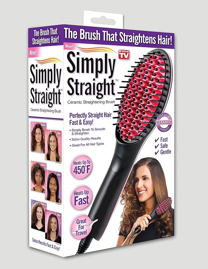 Simply Straight Ceramic Hair Straightening Brush Black/Pink