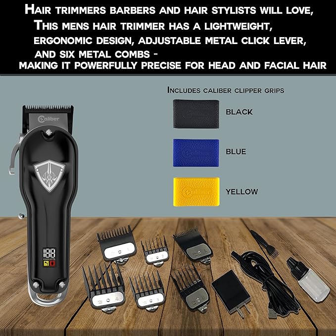 .44 Magnum FMJ Cordless Clipper Kit - Professional Clippers for Hair Beard and Mustache - Rechargeable Grooming Electric Razor for Men - With Grips Oil Cleaning Brush &amp Comb Guards