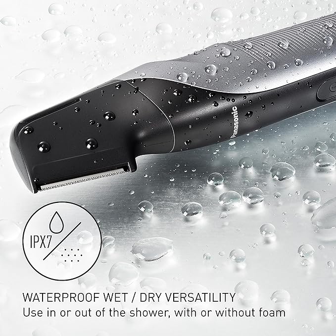 Panasonic Body Groomer for Men and Women Unisex Wet/Dry Cordless Electric Body Hair Trimmer with 2 Comb Attachments Multi-Directional Shaving in Sensitive Areas - ER-GK80-S (Black)