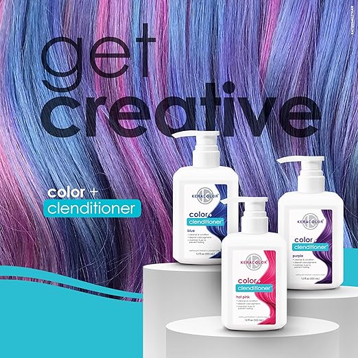 Keracolor Color + Clenditioner 3-in-1 Color-Depositing Conditioner Gentle Cleansing Conditioner Infusing Semi-Permanent Hair Color 9 Shades 33.8 Fl Oz
