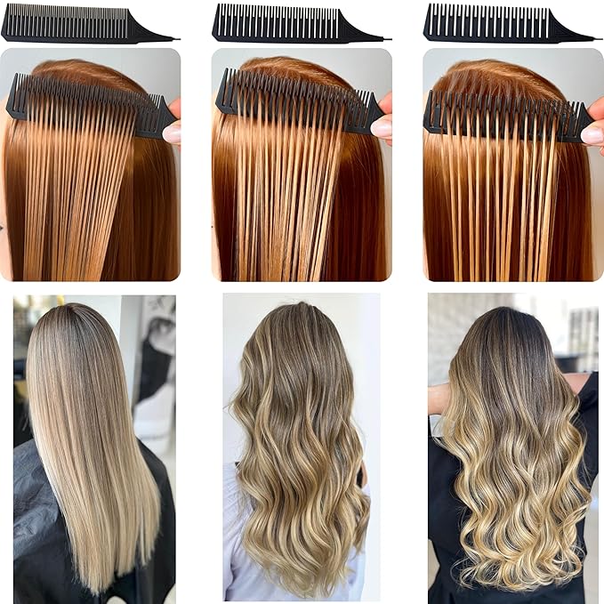 Balayage Hair Dye Kit | Highlight kit ? Balayage Board Paddle | highlighting Foiling Board - 3 Highlighting Combs | Highlight comb &amp Teasing Clip Comb | 5 Professional Tools for hairstylists