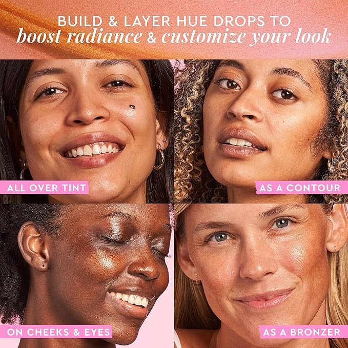 Glow Recipe Hue Drops Tinted Face Serum - Bronzing Drops to Brighten &amp Hydrate - Skincare Makeup Primer &amp Liquid Highlighter to Blur Pores for a Radiant Even Skin Tone - Sunglow (40ml)