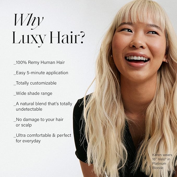Luxy 100% Remy Human Hair Extensions for Thin Hair Thinning Hair Fill-Ins ? 6 Seamless Wefts Multi-Dimensional Color Blend - Natural-Looking Volume &amp Coverage 80 grams 16 Dimensional Beige Blonde