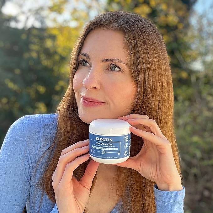 Kerotin Collagen Hair Mask - Hair Treatment Conditioner with Keratin Collagen and Vitamin E Repair Damaged Hair Prevent Breakage and Control Frizz. Made in the USA (16 fl oz 2 units)