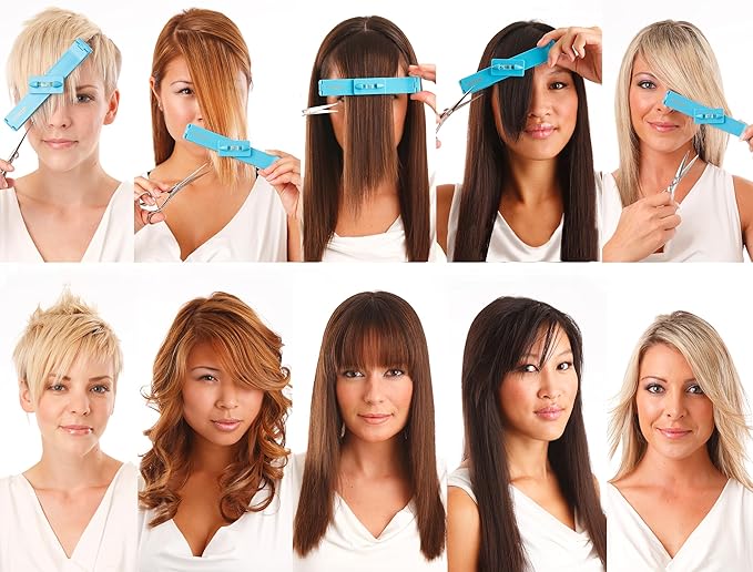 Original CreaClip Bangs &amp Scissors Hair Cutting Tool - As seen on Shark Tank - Fringe Bangs Trimming Hair Cutting Guide Comb Hairstyle Tool Layers Kids Hair Cut Hair Cutting Kit