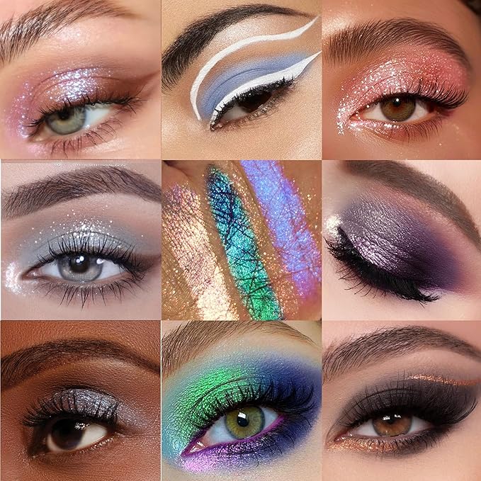 Professional Super Shiny 12 Color Eyeshadow Palette Multichrome Chameleon Eyeshadow Makeup Sparkle Duochrome &amp Matte Eye ShadowLong LastingEasily BlendableHighly Pigmented Vegan