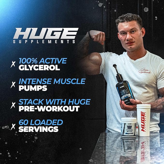 Huge Supplements Liquid Glycerol Supplement Enhances Muscle Pumps Increases Muscle Fullness Boosts Endurance Cellular Hydration Agent Clean &amp Convenient Pump Top Unflavored (60 Servings)
