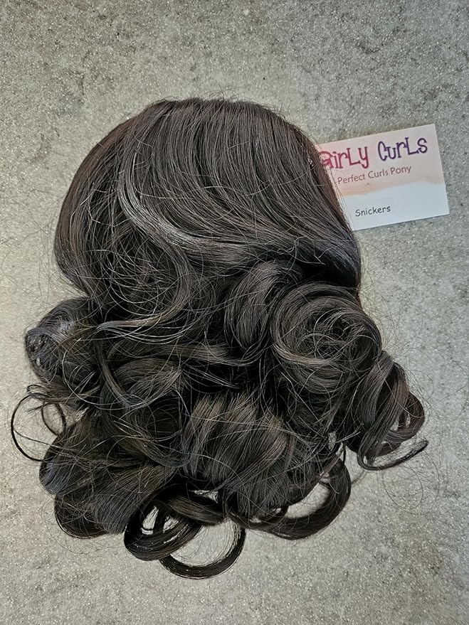 Perfect Curls Cheerleader Hairpiece 14 inch Curly Ponytail Hairpiece for Young Girls (Snickers)