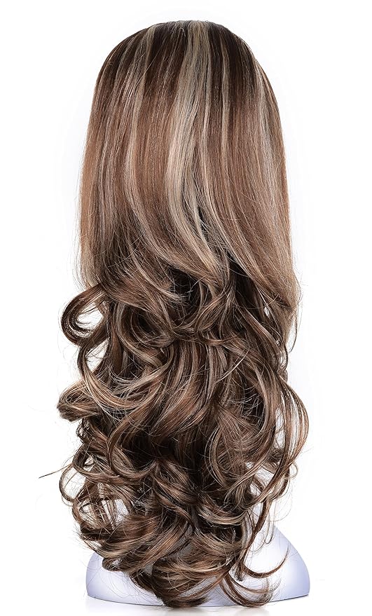OneDor 23 Curly Hair Women Ladies 3/4 Half Wig Premium Japanese Synthetic fibers Wigs with Secured Mesh Head Cap (R1224B)