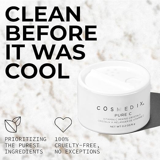 COSMEDIX Pure C Mixing Crystals Vitamin C Powder for Face - Brightening Facial Skin Care Products for Fine Lines &amp Uneven Skin Tone - Ultra Fine Mixing Face Powder for Moisturizers &amp Serums