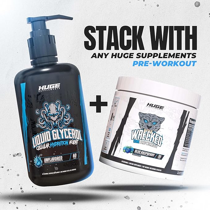 Huge Supplements Liquid Glycerol Supplement Enhances Muscle Pumps Increases Muscle Fullness Boosts Endurance Cellular Hydration Agent Clean &amp Convenient Pump Top Unflavored (60 Servings)