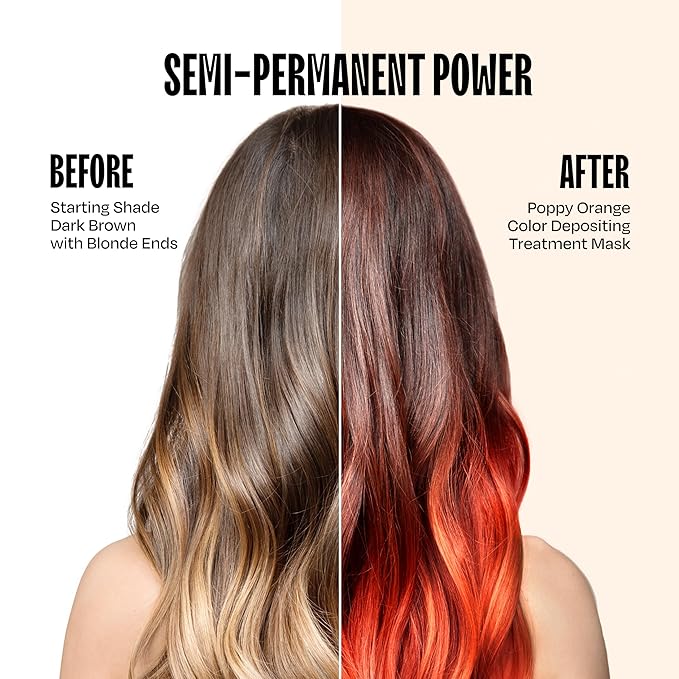 Overtone Semi Permanent Hair Color Conditioner Poppy Orange 8 oz Nourishing Damage-Free Color Depositing Mask for All Hair Types with Shea Butter &amp Coconut Oil Vegan &amp Cruelty-Free