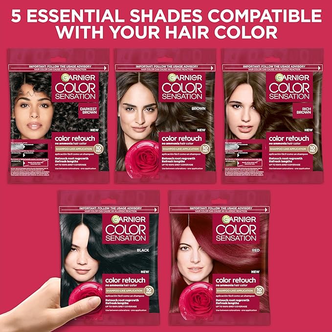 Garnier Color Sensation Color Retouch Demi Permanent Hair Dye for Roots with 100% Gray Coverage Rich Brown Hair Dye 6.0 Pack of 6 (Packaging May Vary)