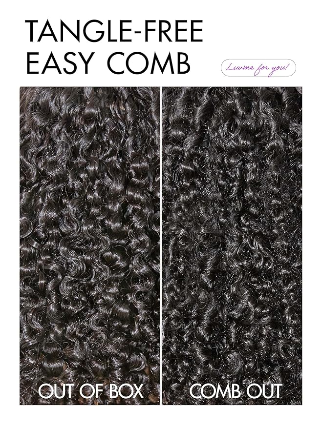 LUVME HAIR 7x6 HD Lace All-Day Comfort Burmese Messy Curly Wig PartingMax Lace Wigs Lace Front Wigs Human Hair Pre Cut Plucked Lace Frontal Glueless 22 Inches Natural Black Color