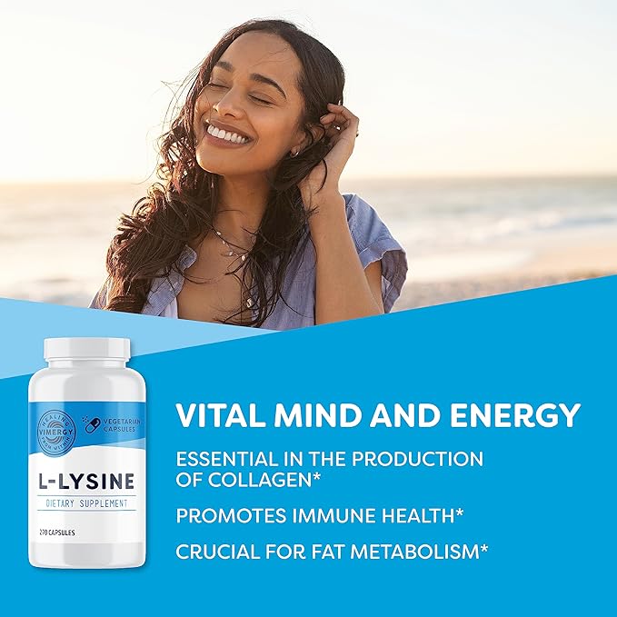 Vimergy L-Lysine ? Promotes Healthy Skin Hair &amp Nails* ? Supports Healthy Metabolism* ? Vegan Non-GMO &amp Gluten-Free ? 270 Capsules