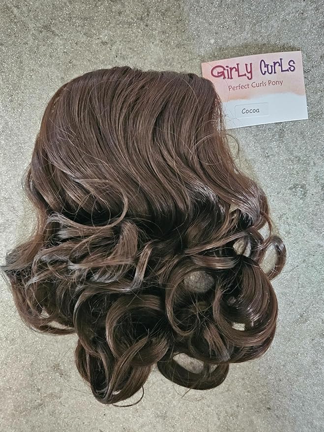 Perfect Curls Cheerleader Hairpiece 14 inch Curly Ponytail Hairpiece for Young Girls (Cocoa)