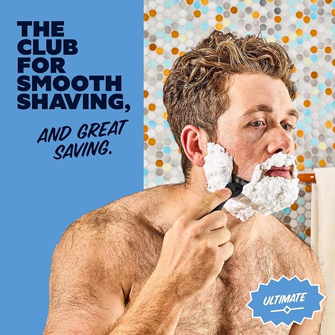 Dollar Shave Club | Ultimate Shave Set | 4 Extra Close Refill Cartridges 1 Handle 1 Prep Scrub 3 ounce 1 Shave Cream 6 ounce 1 Post Shave Dew 3.4 ounce