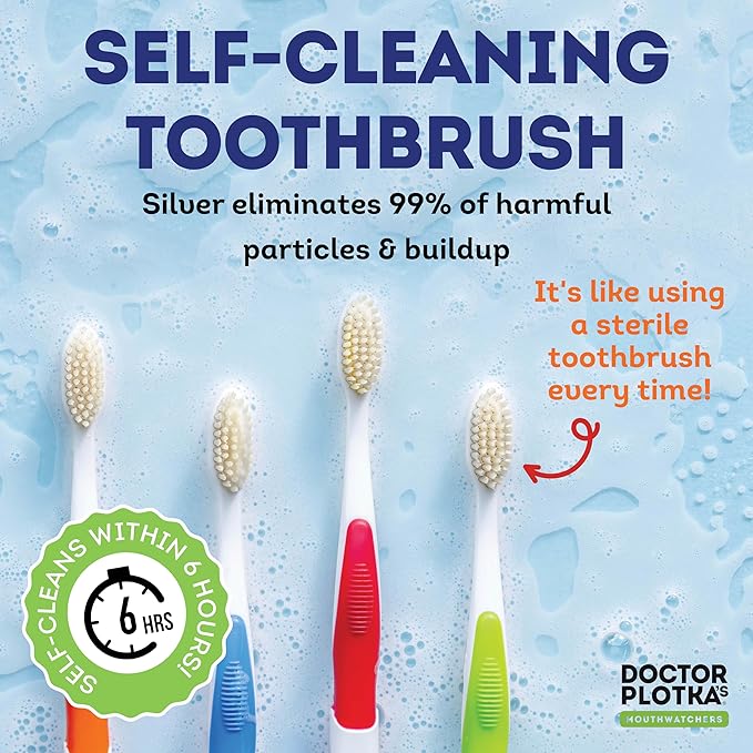 MOUTHWATCHERS Soft Flossing Toothbrushes Value Family Pack 4 Adult &amp 2 Kids Ultra Clean Manual Toothbrush Set for Sensitive Teeth &amp Gums by Dr. Plotka Assorted Colors