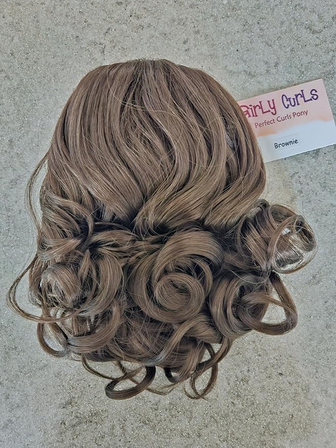Perfect Curls Cheerleader Hairpiece 14 inch Curly Ponytail Hairpiece for Young Girls (Brownie)