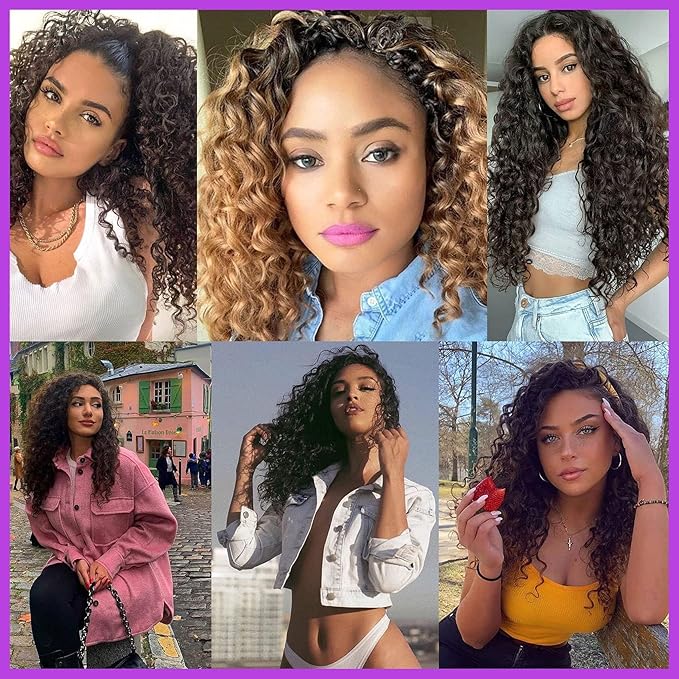 Ocean Wave Crochet Hair Deep Wave Crochet Curl Hair Water Wave Synthetic Curly Braiding Hair Extensions 8 Packs (9 Inch 4#)