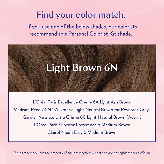eSalon Permanent Hair Color &amp Hair Dye - Light Brown - Professional-Grade Ammonia-Free Personal Colorist for Up To 100% Gray Coverage on All Hair Types