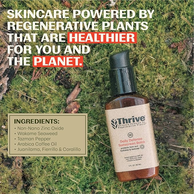 Thrive Natural Care Mineral Face Sunscreen SPF 30 - Daily Sunscreen for Face No White Cast Non-Nano Zinc Oxide - Lightweight Moisturizer Broad-Spectrum Protection - Vegan 2 Fl Oz