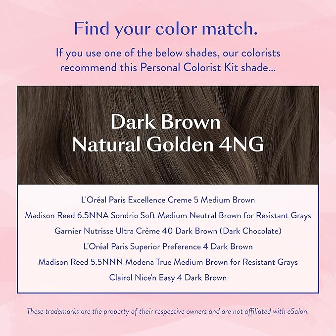 eSalon Permanent Hair Color &amp Hair Dye Kit - Dark Brown Natural Golden - Personal Colorist for Up To 100% Gray Coverage All Hair Types - Professional-Grade Ammonia-Free Dye